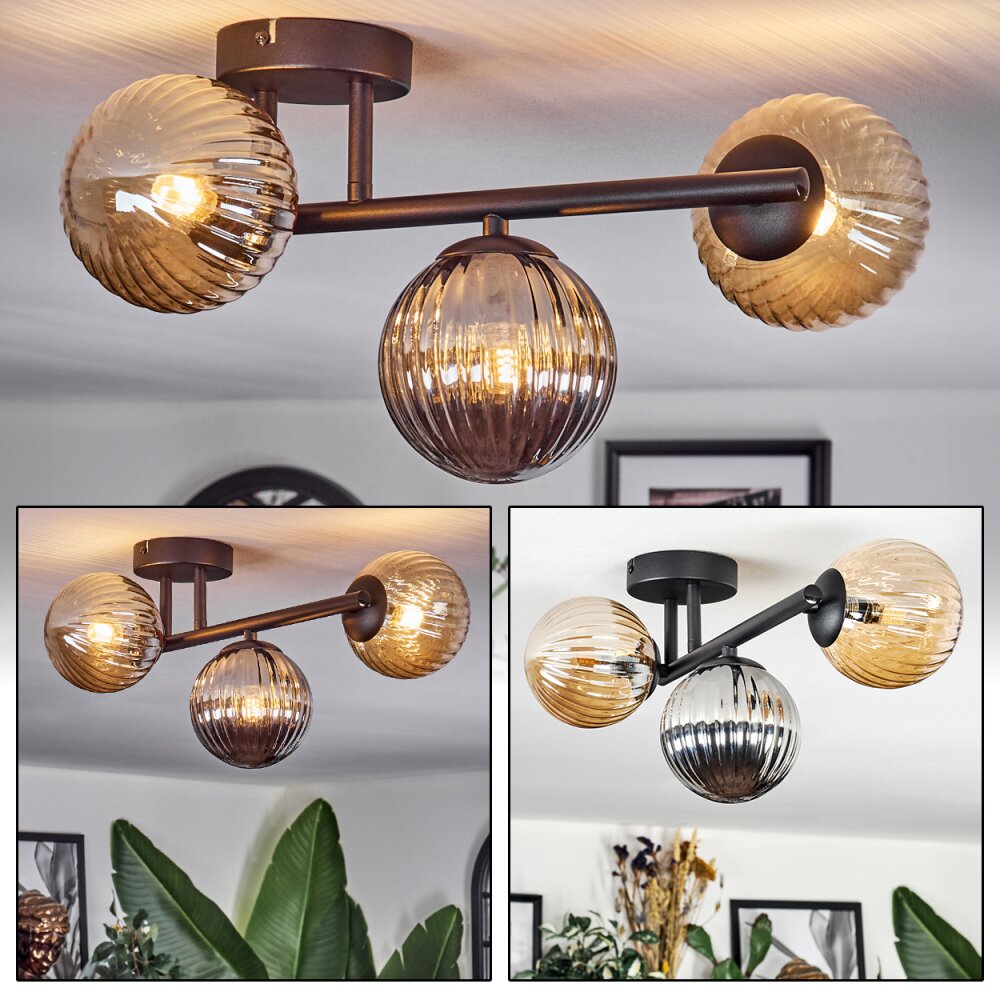 Chehalis Lampa sufitowa, Kula świetlna W kolorze bursztynu, Przydymiony, 3-punktowe main product photo