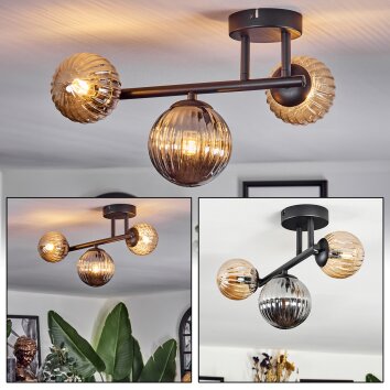Chehalis Lampa sufitowa, Kula świetlna W kolorze bursztynu, Przydymiony, 3-punktowe