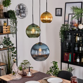 Koyoto lampa wisząca, kula świetlna, lampa wisząca kaskadowa 30 cm niebeieski, złoty, zielony, 3-punktowe