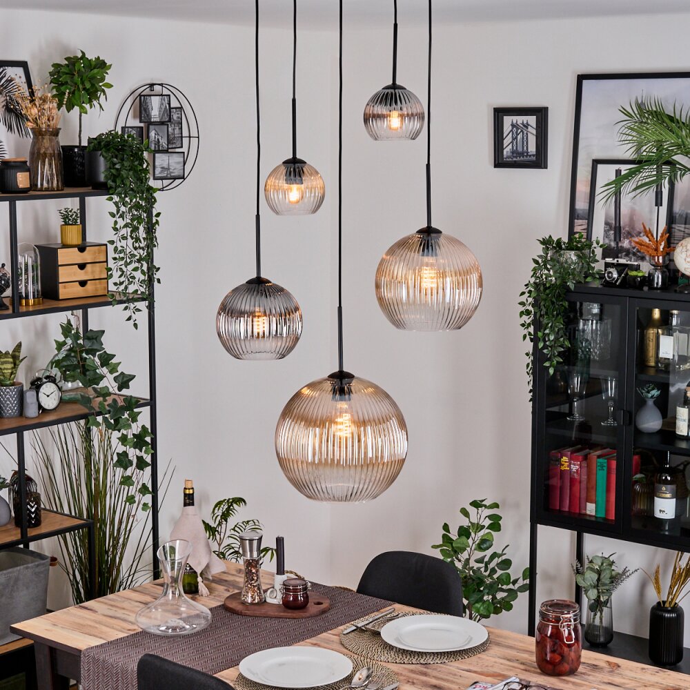 Koyoto Lampa wisząca, Kula świetlna, Lampa wiszącego klastra W kolorze bursztynu, Przezroczysty, Przydymiony, 5-punktowe main product photo