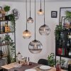 Koyoto lampa wisząca, kula świetlna, lampa wisząca kaskadowa bursztynowy, przezroczysty, przydymiony, 5-punktowe