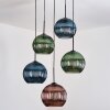 Koyoto lampa wisząca, kula świetlna, lampa wisząca kaskadowa niebeieski, zielony, miedziany, 5-punktowe