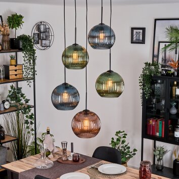 Koyoto Lampa wisząca, Kula świetlna, Lampa wiszącego klastra Niebeieski, Zielony, W kolorze miedzi, 5-punktowe Koyoto Lampa wisząca, Kula świetlna, Lampa wiszącego klastra Niebeieski, Zielony, W kolorze miedzi, 5-punktowe