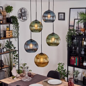 Koyoto Lampa wisząca, Kula świetlna, Lampa wiszącego klastra Niebeieski, Złoty, Zielony, 5-punktowe