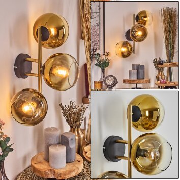 Koyoto kula świetlna, kinkiet złoty, czarny, 3-punktowe