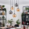 Ripoll lampa wisząca, kula świetlna, lampa wisząca kaskadowa bursztynowy, przydymiony, 5-punktowe
