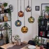 Ripoll lampa wisząca, kula świetlna, lampa wisząca kaskadowa niebeieski, chrom, złoty, zielony, miedziany, przydymiony, 5-punktowe