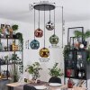 Ripoll lampa wisząca, kula świetlna, lampa wisząca kaskadowa niebeieski, chrom, złoty, zielony, miedziany, przydymiony, 5-punktowe