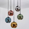 Ripoll lampa wisząca, kula świetlna, lampa wisząca kaskadowa niebeieski, chrom, złoty, zielony, miedziany, przydymiony, 5-punktowe