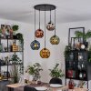 Ripoll lampa wisząca, kula świetlna, lampa wisząca kaskadowa niebeieski, chrom, złoty, zielony, miedziany, przydymiony, 5-punktowe
