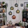 Ripoll lampa wisząca, kula świetlna, lampa wisząca kaskadowa niebeieski, zielony, miedziany, 5-punktowe