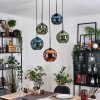 Ripoll lampa wisząca, kula świetlna, lampa wisząca kaskadowa niebeieski, zielony, miedziany, 5-punktowe