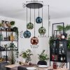Ripoll lampa wisząca, kula świetlna, lampa wisząca kaskadowa niebeieski, zielony, miedziany, 5-punktowe