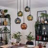 Ripoll lampa wisząca, kula świetlna, lampa wisząca kaskadowa niebeieski, zielony, miedziany, 5-punktowe