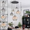 Ripoll lampa wisząca, kula świetlna, lampa wisząca kaskadowa bursztynowy, przezroczysty, przydymiony, 5-punktowe