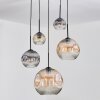 Ripoll lampa wisząca, kula świetlna, lampa wisząca kaskadowa bursztynowy, przezroczysty, przydymiony, 5-punktowe