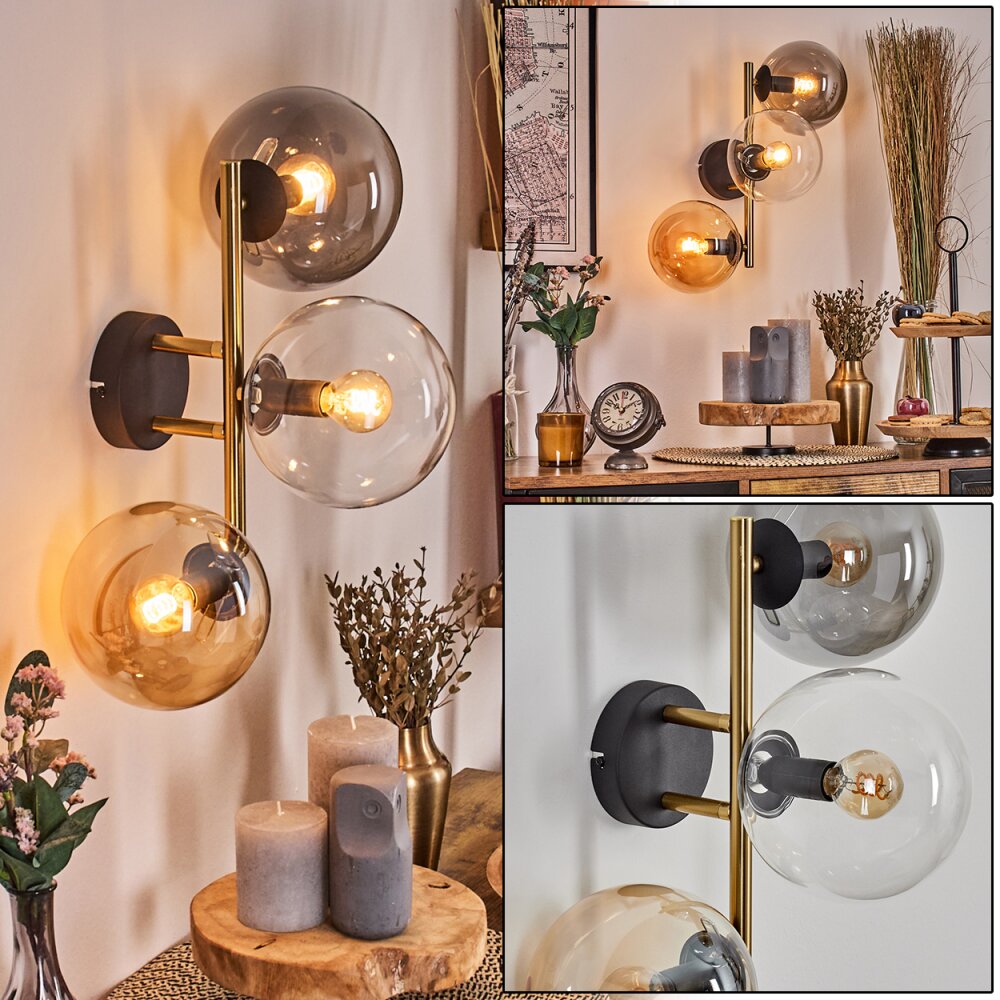 Gastor Kula świetlna, Lampa ścienna Złoty, Czarny, 3-punktowe main product photo