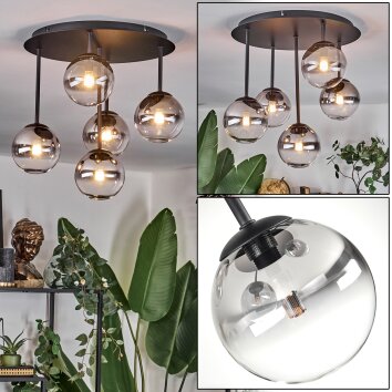 Chehalis Lampa sufitowa, Kula świetlna Przezroczysty, Przydymiony, 5-punktowe Chehalis Lampa sufitowa, Kula świetlna Przezroczysty, Przydymiony, 5-punktowe
