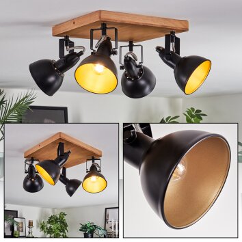 Hagan lampa sufitowa, spot sufitowy chrom, kolory naturalne, czarny, 4-punktowe