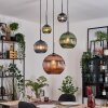 Koyoto lampa wisząca, kula świetlna, lampa wisząca kaskadowa niebeieski, zielony, miedziany, 5-punktowe