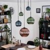 Koyoto lampa wisząca, kula świetlna, lampa wisząca kaskadowa niebeieski, zielony, miedziany, 5-punktowe