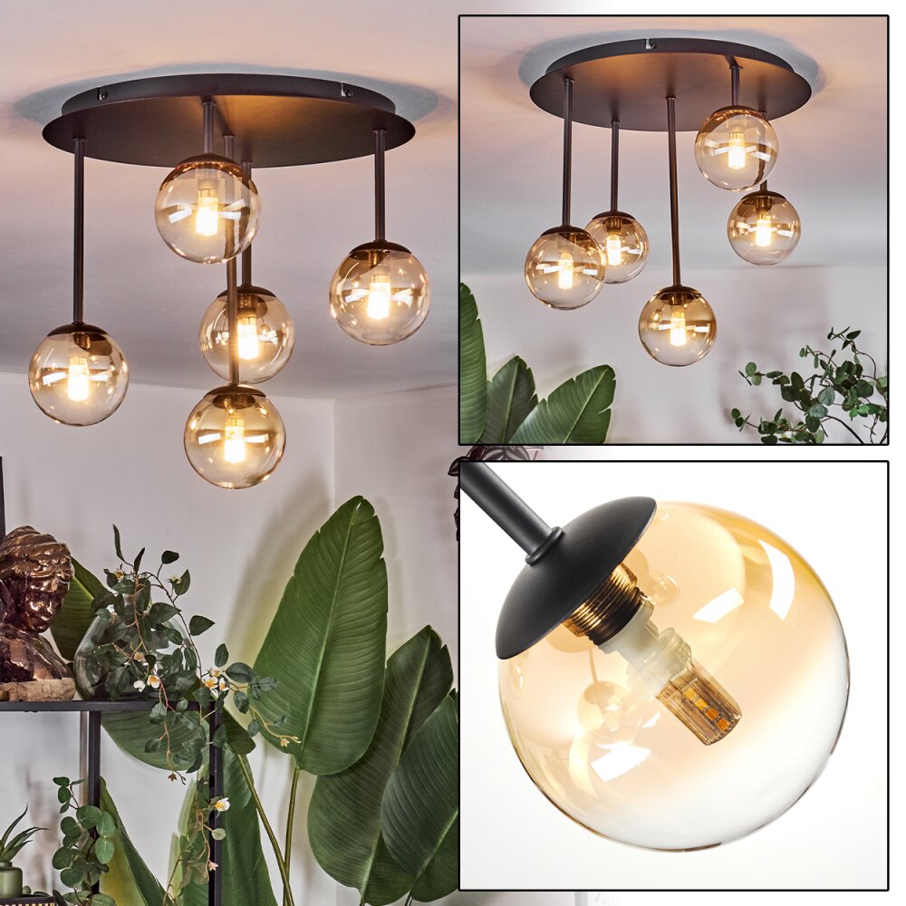 Chehalis Lampa sufitowa, Kula świetlna W kolorze bursztynu, Przezroczysty, 5-punktowe main product photo