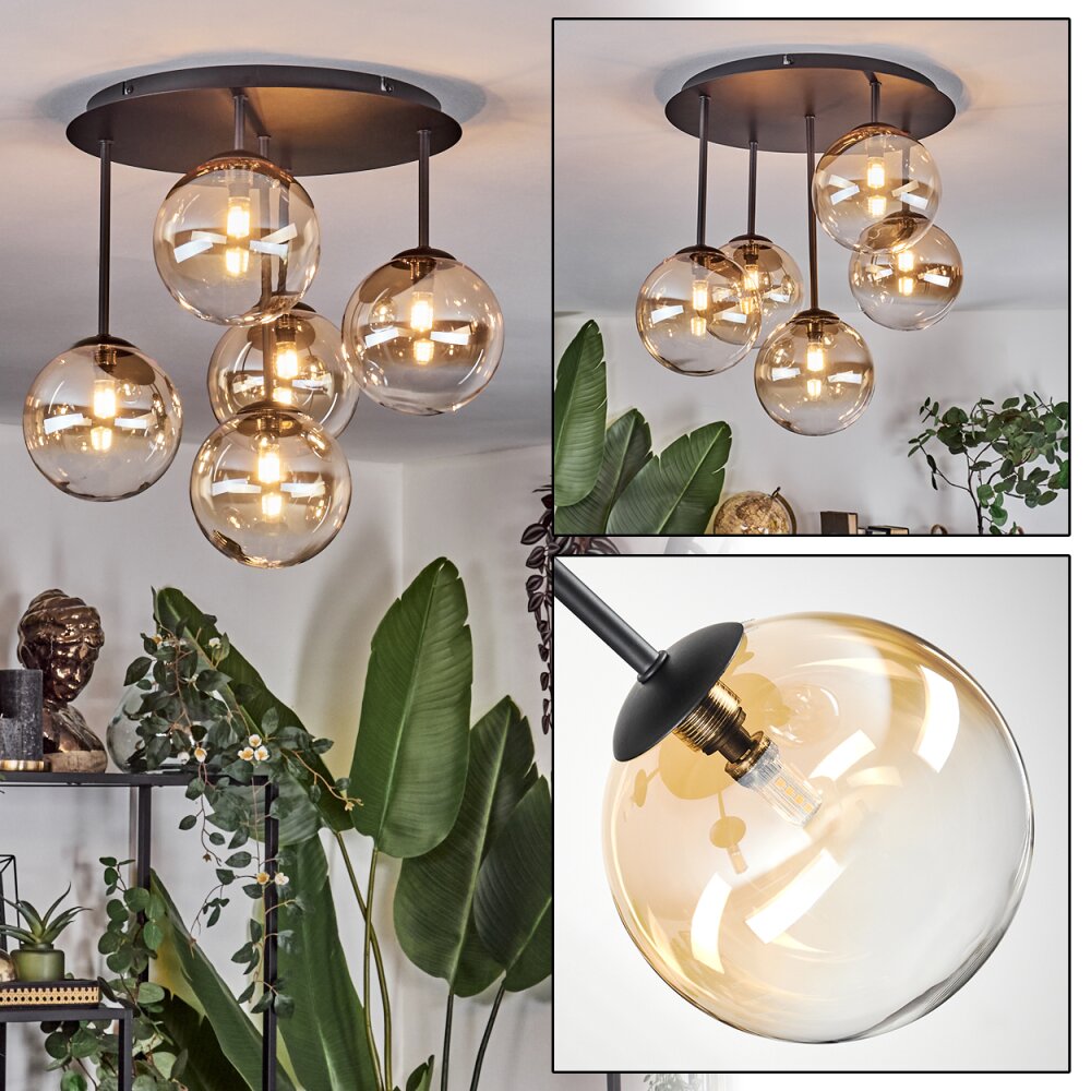 Chehalis Lampa sufitowa, Kula świetlna W kolorze bursztynu, Przezroczysty, 5-punktowe main product photo