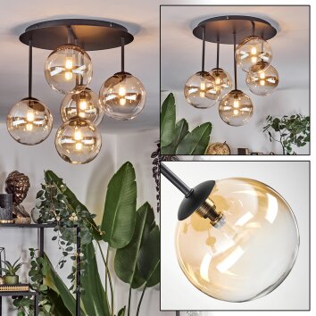 Chehalis lampa sufitowa, kula świetlna bursztynowy, przezroczysty, 5-punktowe