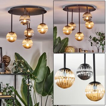 Chehalis Lampa sufitowa, Kula świetlna W kolorze bursztynu, Przydymiony, 5-punktowe