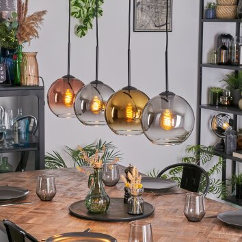 Koyoto Lampa wisząca, Kula świetlna, Lampa wisząca Złoty, Przezroczysty, W kolorze miedzi, Przydymiony, 4-punktowe