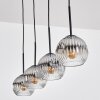 Ripoll lampa wisząca, kula świetlna, lampa wisząca chrom, przezroczysty, przydymiony, 4-punktowe