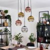 Koyoto lampa wisząca, kula świetlna, lampa wisząca kaskadowa chrom, złoty, przezroczysty, miedziany, przydymiony, 5-punktowe