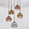 Koyoto lampa wisząca, kula świetlna, lampa wisząca kaskadowa chrom, złoty, przezroczysty, miedziany, przydymiony, 5-punktowe