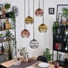 Koyoto lampa wisząca, kula świetlna, lampa wisząca kaskadowa chrom, złoty, przezroczysty, miedziany, przydymiony, 5-punktowe