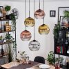 Koyoto lampa wisząca, kula świetlna, lampa wisząca kaskadowa chrom, złoty, przezroczysty, miedziany, przydymiony, 5-punktowe
