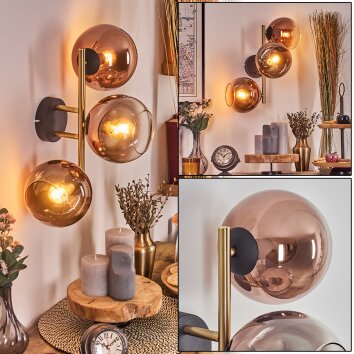 Koyoto Kula świetlna, Lampa ścienna Złoty, Czarny, 3-punktowe