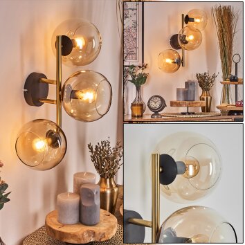 Koyoto Kula świetlna, Lampa ścienna Złoty, Czarny, 3-punktowe