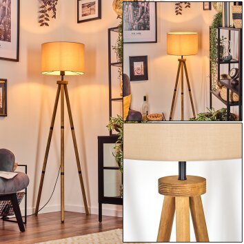 Soungou Lampa stojąca Ciemne drewno, Czarny, 1-punktowy