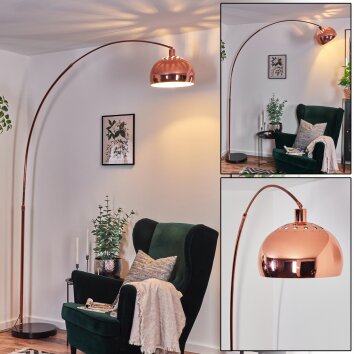 Baloca lampa stojąca, lampa podłogowa łukowa miedziany, czarny, 1-punktowy