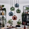 Ripoll lampa wisząca, kula świetlna, lampa wisząca kaskadowa niebeieski, zielony, miedziany, 5-punktowe