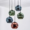 Ripoll lampa wisząca, kula świetlna, lampa wisząca kaskadowa niebeieski, zielony, miedziany, 5-punktowe