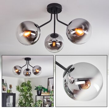 Gastor lampa sufitowa, kula świetlna chrom, przezroczysty, przydymiony, 3-punktowe