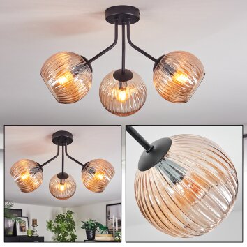 Koyoto Lampa sufitowa, Kula świetlna W kolorze bursztynu, 3-punktowe Koyoto Lampa sufitowa, Kula świetlna W kolorze bursztynu, 3-punktowe