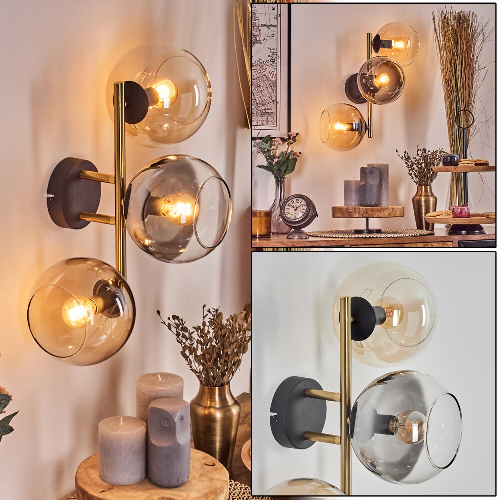 Koyoto Kula świetlna, Lampa ścienna Złoty, Czarny, 3-punktowe main product photo