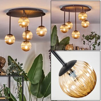 Chehalis Lampa sufitowa, Kula świetlna W kolorze bursztynu, 5-punktowe