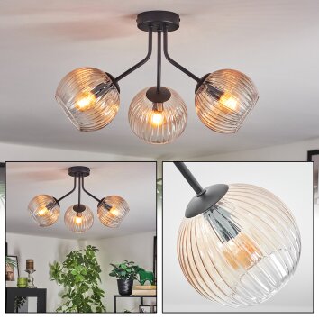 Koyoto Lampa sufitowa, Kula świetlna W kolorze bursztynu, Przezroczysty, 3-punktowe