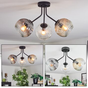 Ripoll Lampa sufitowa, Kula świetlna W kolorze bursztynu, Przezroczysty, Przydymiony, 3-punktowe