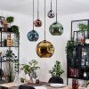 Ripoll lampa wisząca, kula świetlna, lampa wisząca kaskadowa niebeieski, chrom, złoty, zielony, miedziany, przydymiony, 5-punktowe