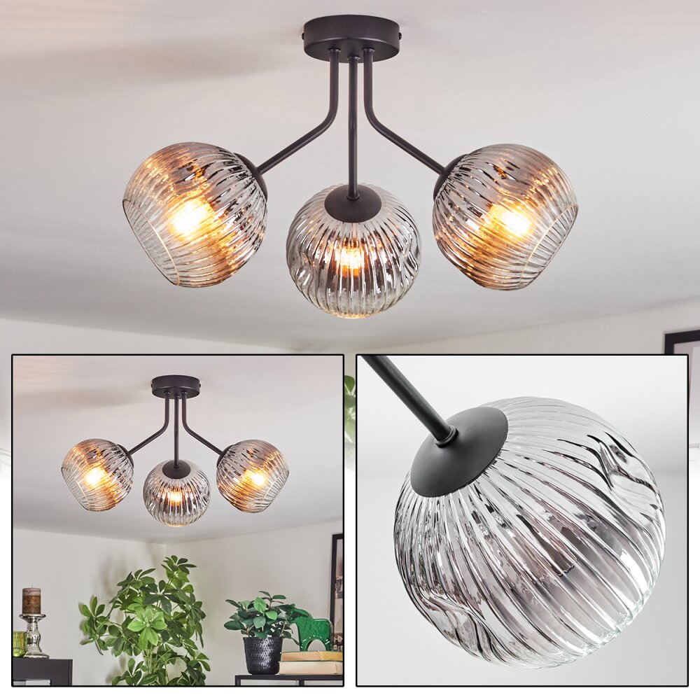 Ripoll Lampa sufitowa, Kula świetlna Chrom, Przezroczysty, Przydymiony, 3-punktowe main product photo