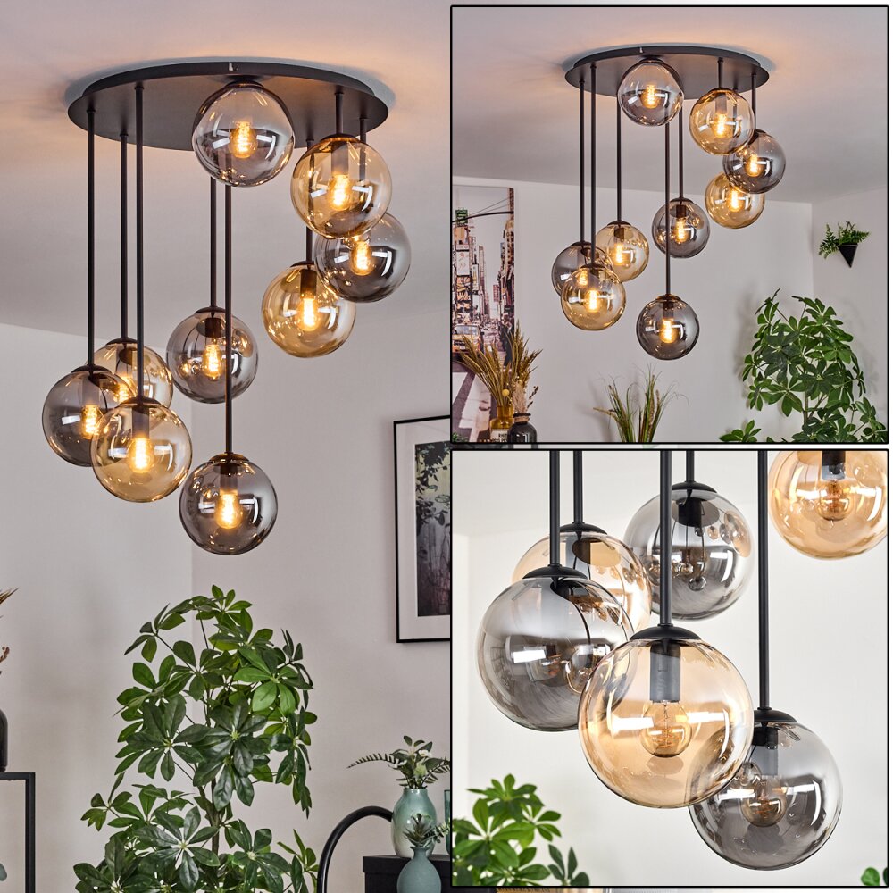 Gastor Lampa sufitowa, Kula świetlna W kolorze bursztynu, Przydymiony, 9-punktowe main product photo